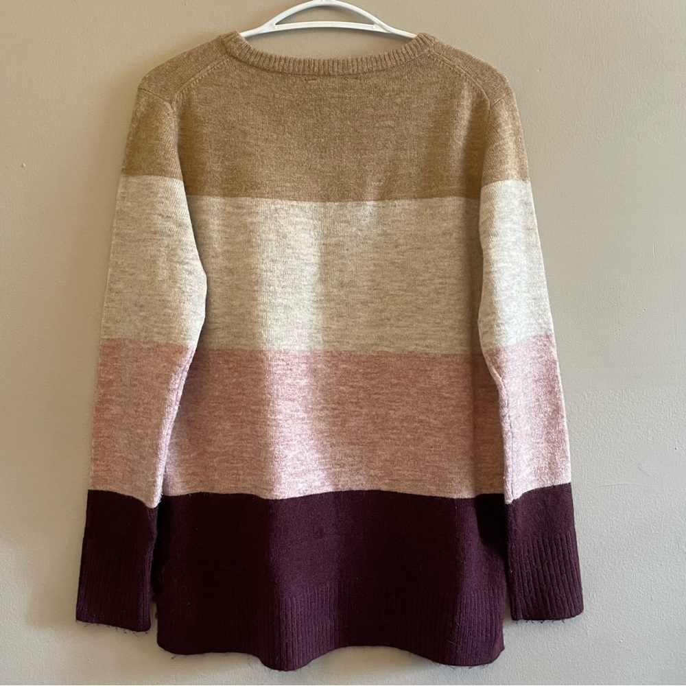 4/$20➡️ George Color Block Crewneck Sweater – Tan, Pink, Plum – Medium GUC - Picture 11 of 15